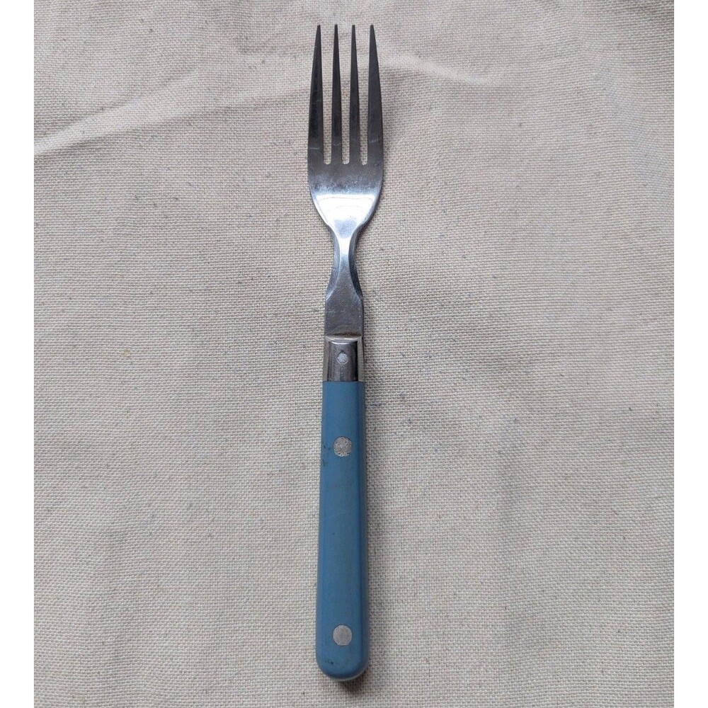 Vintage WF Mardi Gras Sky Blue Stainless Flatware Silverware Dinner Fork 7.5"